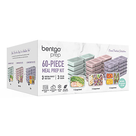 Bentgo 60-Piece Meal Prep Kit, 7" x 12" x 17-3/4"
