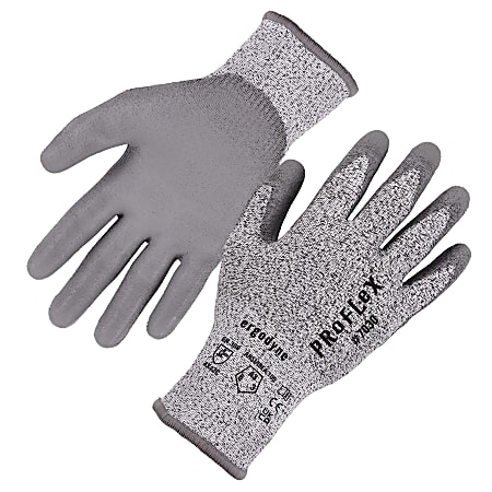Ergodyne Proflex 7030 PU-Coated Cut-Resistant Gloves, Medium, Gray
