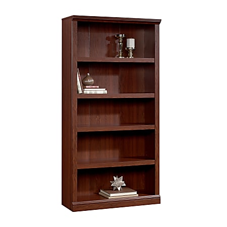 Realspace® Premium Bookcases 70 1/16"H 5-Shelf Transitional Bookcase, Cherry/Medium Finish, Standard Delivery