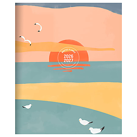 2026-2027, TF Publishing  Sunset & Seagulls Medium Monthly Planner, 8" x 6.5", July 2026 to June 2027