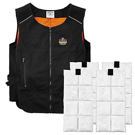 Ergodyne Chill-Its Phase Change Cooling Vest, With Packs, Large/X-Large, Black, 6260