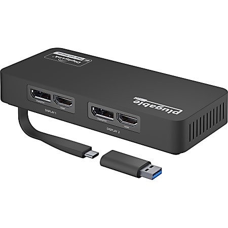 Plugable 4K DisplayPort and HDMI Dual Monitor Adapter For USB 3.0 & USB-C - Compatible with Windows and Mac