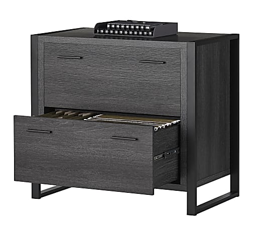 Realspace® DeJori 32-3/4"W x 19-9/16"D Lateral 2-Drawer File Cabinet, Charcoal