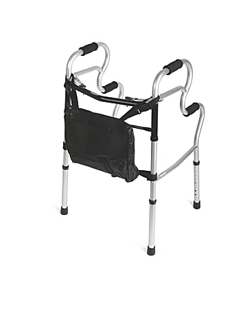 Medline Adult Stand-Assist 2-Button Folding Walkers, Gray, Case Of 2