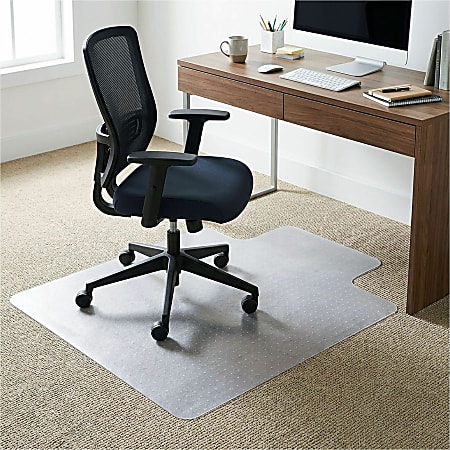 Lorell&reg; PlushMat Medium Pile Studded Chair Mat, Wide Lip, 45" x 53", Clear