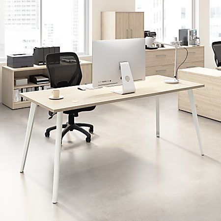 Bush Business Furniture Vista 72"W Computer Desk with Splayed Metal Legs, Natural Elm, Standard Delivery