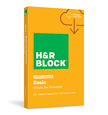 H&amp;R Block Basic Tax Software, 2024, Windows/Mac, Product Key/Download