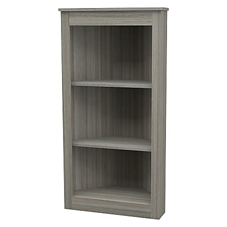 Inval America 48"H 3-Shelf Corner Bookcase, Smoke Oak