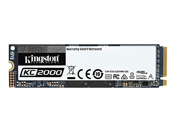 Kingston KC2000 - SSD - encrypted - 1 TB - internal - M.2 2280 - PCIe 3.0 x4 (NVMe) - 256-bit AES - TCG Opal Encryption 2.0