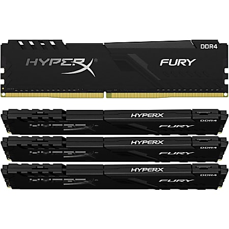HyperX HyperX Fury 128GB DDR4 SDRAM Memory Module - For Desktop PC - 128 GB (4 x 32GB) - DDR4-2666/PC4-21300 DDR4 SDRAM - 2666 MHz - CL16 - 1.20 V - Non-ECC - Unbuffered - 288-pin - DIMM - Lifetime Warranty