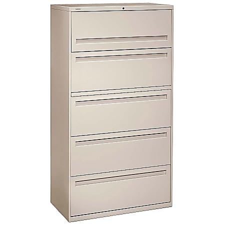 HON® Brigade® 700 18"D Lateral 5-Drawer File Cabinet, Putty