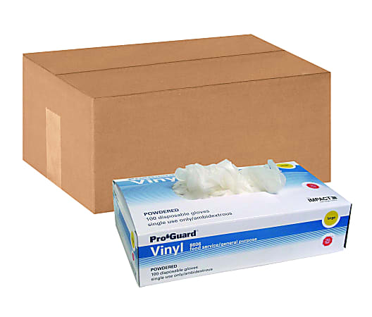 ProGuard Powdered General Purpose Gloves, Large, Clear, 100 Per Box, Case Of 10 Boxes
