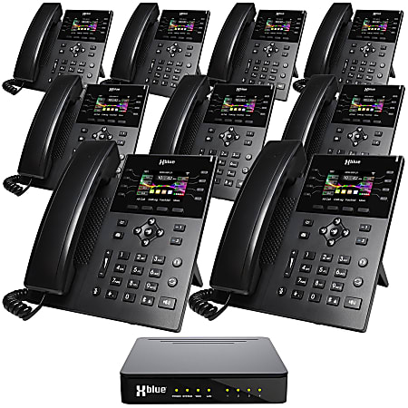 XBLUE QB1 Advanced Business Communications System Bundle With (9) IP8g Telephones, Black