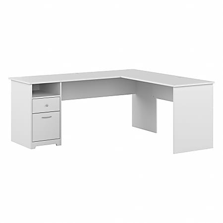 Bush Business Furniture Cabot 72"W L-Shaped Corner Desk With Drawers, White, Standard Delivery