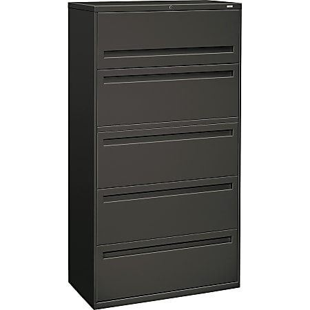 HON Brigade 700 36 W x 18 D Lateral 5 Drawer File Cabinet Charcoal