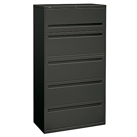 HON® Brigade® 700 36"W Lateral 5-Drawer File Cabinet, Metal, Charcoal