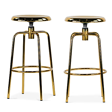 Glamour Home Ayala Chrome Counter Height Stools, Gold, Set Of 2 Stools