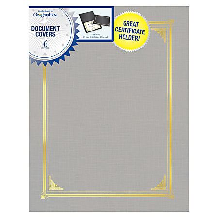 Geographics® Document Covers, 9 1/2" x 12 1/4", Gray, Pack Of 6