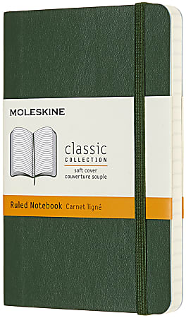 Moleskine Classic Soft Cover Notebook, 3-1/2" x 5-1/2", Ruled, 192 Pages, Myrtle Green