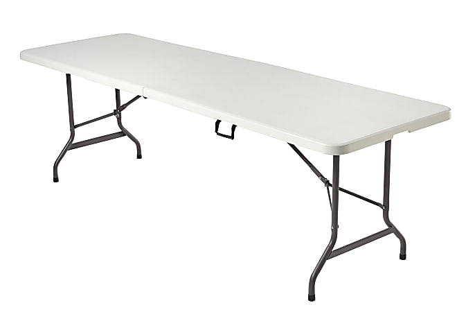 Realspace® Molded Plastic Top Folding Table, 29"H x 96"W x 30"D, Platinum