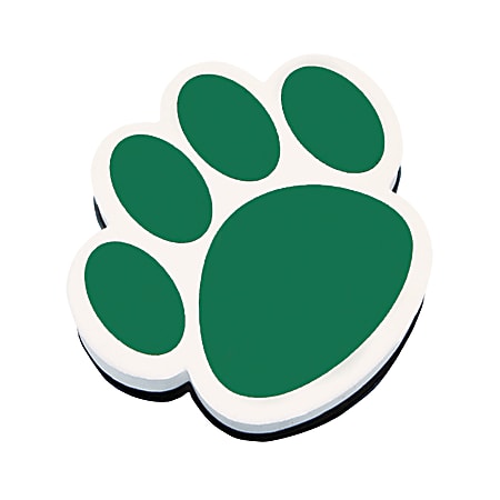 Ashley Productions Magnetic Whiteboard Erasers, 3 3/4", Green Paw, Pack Of 6