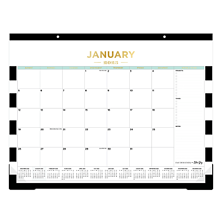 2025 Blue Sky Monthly Desk Pad Planning Calendar, 22” x 17”, Rugby Stripe, January 2025 To December 2025