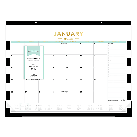2025 Blue Sky Monthly Desk Pad Planning Calendar, 22” x 17”, Rugby