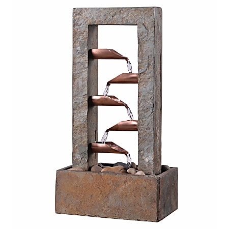 Kenroy Home Spillway Indoor Table Fountain, 19"H x 10"W x 6"D, Slate/Copper