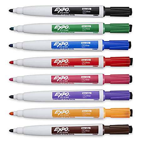 EXPO Magnetic Dry Erase Markers With Eraser Fine Tip Assorted Ink Colors  Pack Of 8 - Office Depot