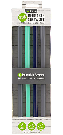 12 Pack Silicone Straw Tips for Reusable Straws Bright Blue