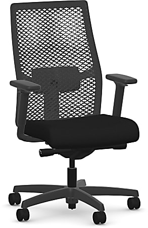 HON® Ignition 2.0 ReActiv Ergonomic Fabric Mid-Back Task Chair, Black