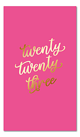 Office Depot® Brand Monthly Planner, 3-1/2" x 6", Pink/Gold, January To December 2023, NS35622F