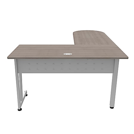 Linea Italia, Inc L-Shaped Corner Desk, 71"W, Ash/Gray