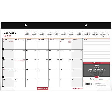Office Depot Brand Monthly Desk Pad Calendar 17 x 11 White January To  December 2023 OD201000 - Office Depot