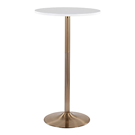 LumiSource Pebble Contemporary/Glam Adjustable Table, 42 H x 23 3/4 W x 23 3/4 D, Gold/White