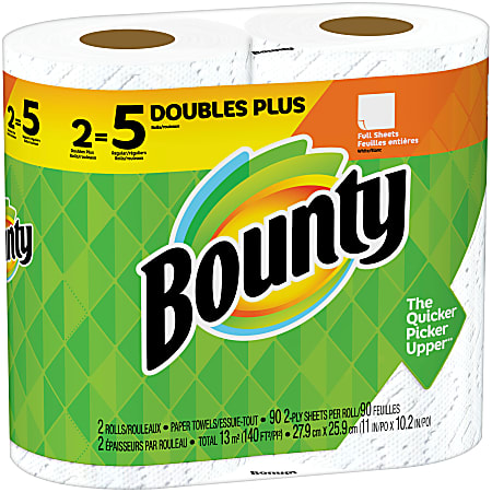 Bounty Huge 2 Ply Paper Towels Pack Of 2 Rolls - Office Depot