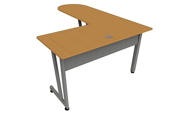 Linea Italia, Inc L-Shaped Corner Desk, 71"W, Maple/Gray