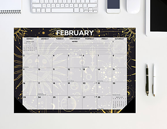 2025 Willow Creek Press Monthly Desk Pad Calendar, 17” x 12”, Celestial, January 2025 To December 2025, 47811