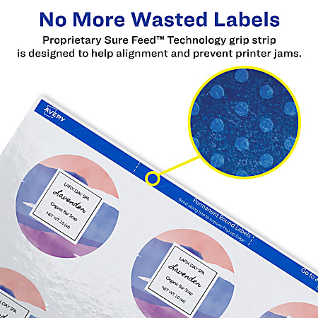 Avery® Easy Peel® TrueBlock® Print-To-The-Edge Inkjet/Laser Labels, Round,  22807, 2
