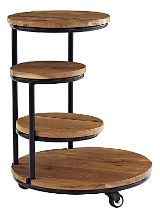 Powell Carpio 4-Tier Plant Stand Table With Wheels, 27"H x 20-3/4"W x 20-3/4"D, Black/Natural
