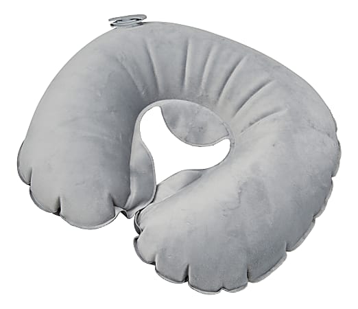 Samsonite® Travel Pillow, Compact Inflatable, 3 3/8"H x 2 3/8"W x 1/16"D, Charcoal
