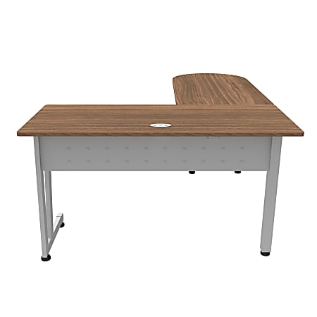 Linea Italia, Inc L-Shaped Corner Desk, 71"W, Natural Walnut/Gray