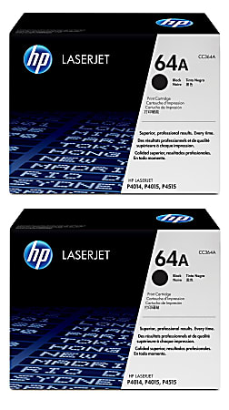 HP 64A Black Toner Cartridges, Pack Of 2, CC364A