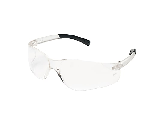 Crews BearKat Safety Glasses, Wraparound, Black Frame/Clear Lens