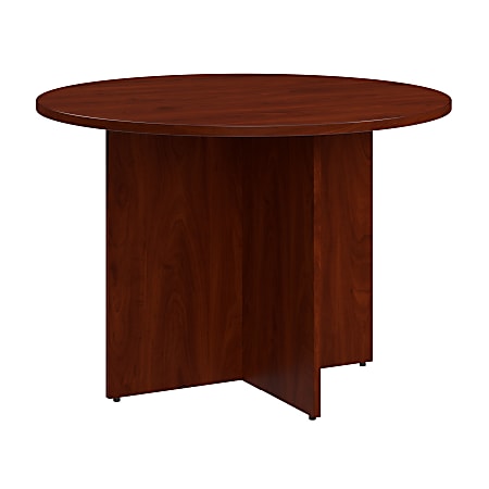 Bush Business Furniture Round Conference Table with Wood Base, 42"W, Hansen Cherry, Standard Delivery