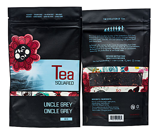 Tea Squared Uncle Grey Loose Leaf Tea, 2.8 Oz, Carton Of 6 Bags