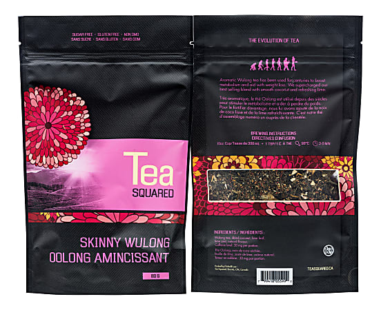 Tea Squared Skinny Wulong Loose Leaf Tea, 2.8 Oz, Carton Of 6 Bags