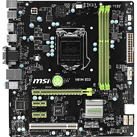 MSI H81M ECO Desktop Motherboard - Intel Chipset - Socket H3 LGA-1150