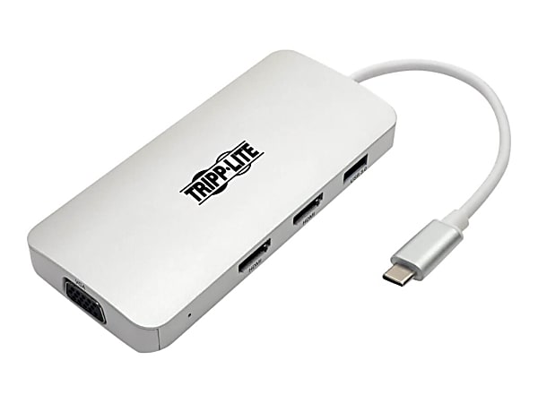 Tripp Lite USB C Docking Station w/ USB-A Hub, 2x HDMI, VGA, PD Charging 1080p @ 60 Hz, Silver USB Type C, US - U442DOCK12S