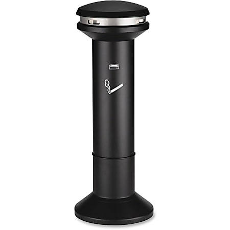 Rubbermaid® Infinity Round Metal Smoking Receptacle, 41 1/2"H x 15 1/2"D, 30% Recycled, 6.7 Gallons, Black